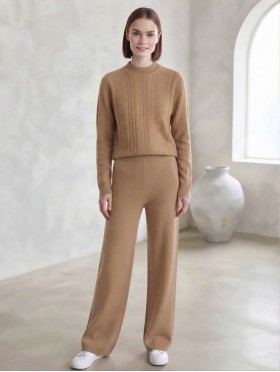 Solid Color Knitted Sweater and Pants Set